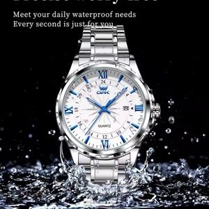 OPK Stainless Steel Quartz Watch – Water Resistant, Elegant Roman Dial